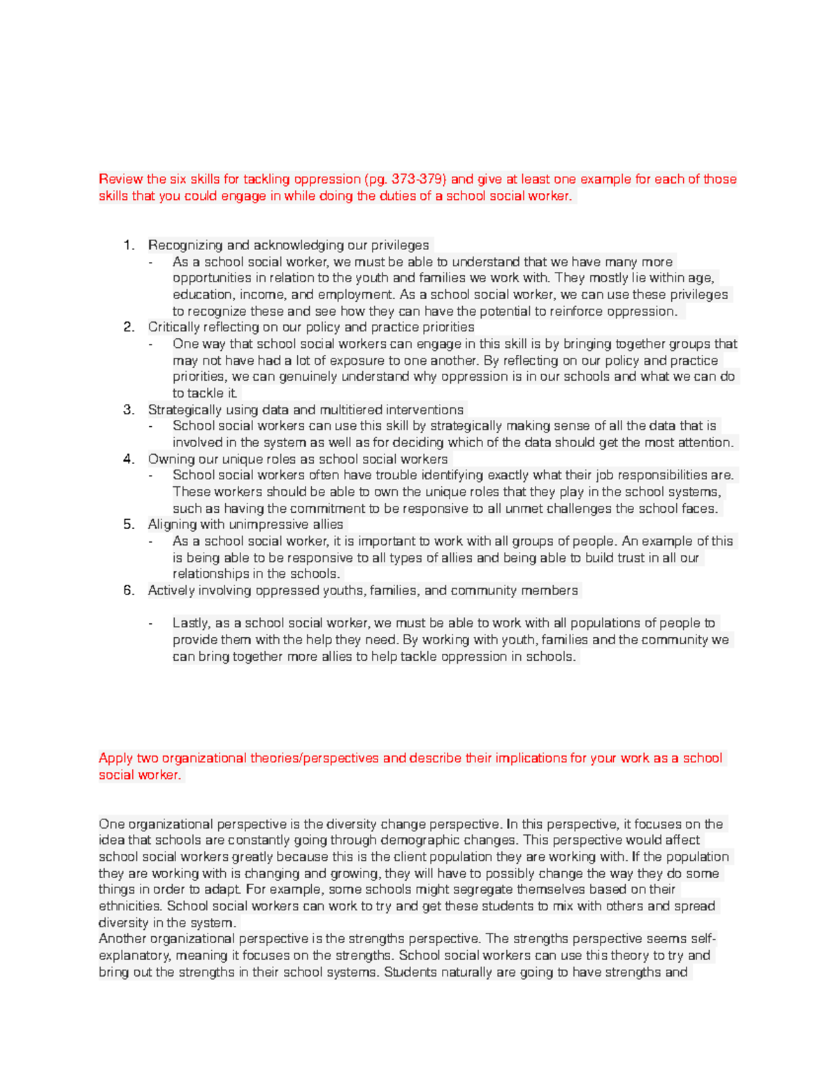 Exam Autumn 2019, questions - Review the six skills for tackling ...
