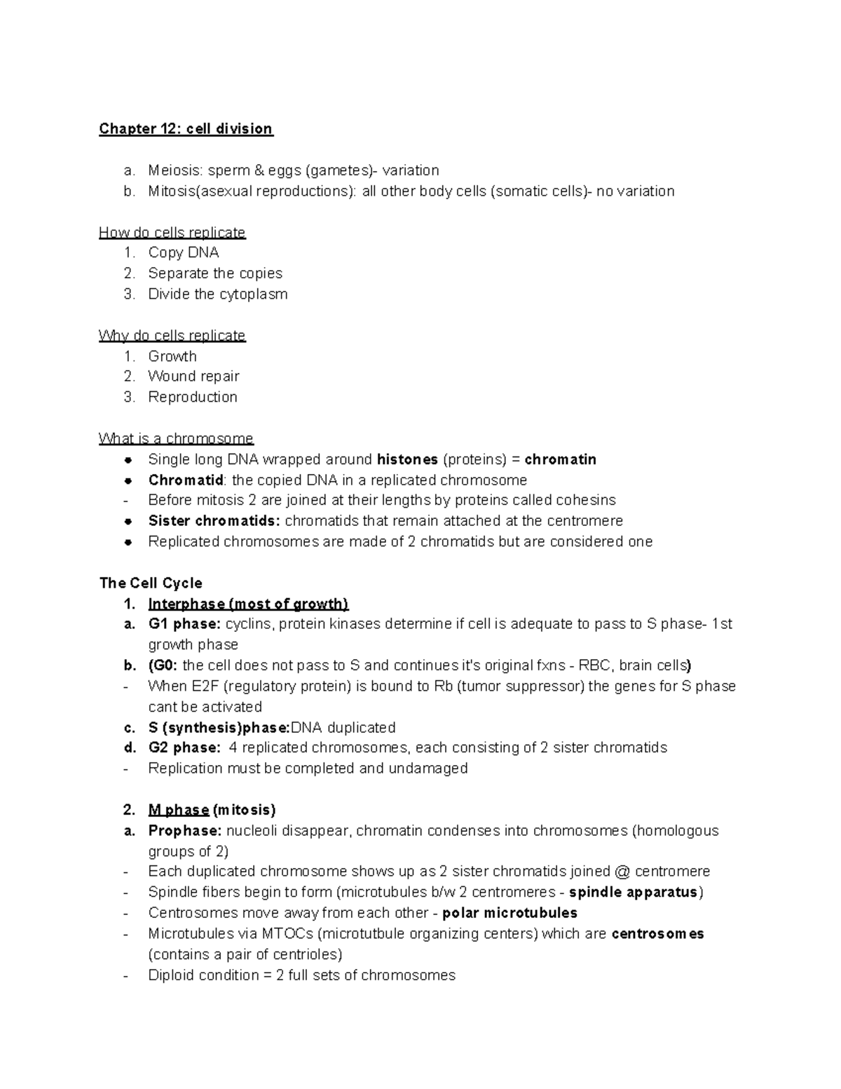 BIO TEST 3 - Material for Test 3 - Chapter 12: cell division a. Meiosis ...