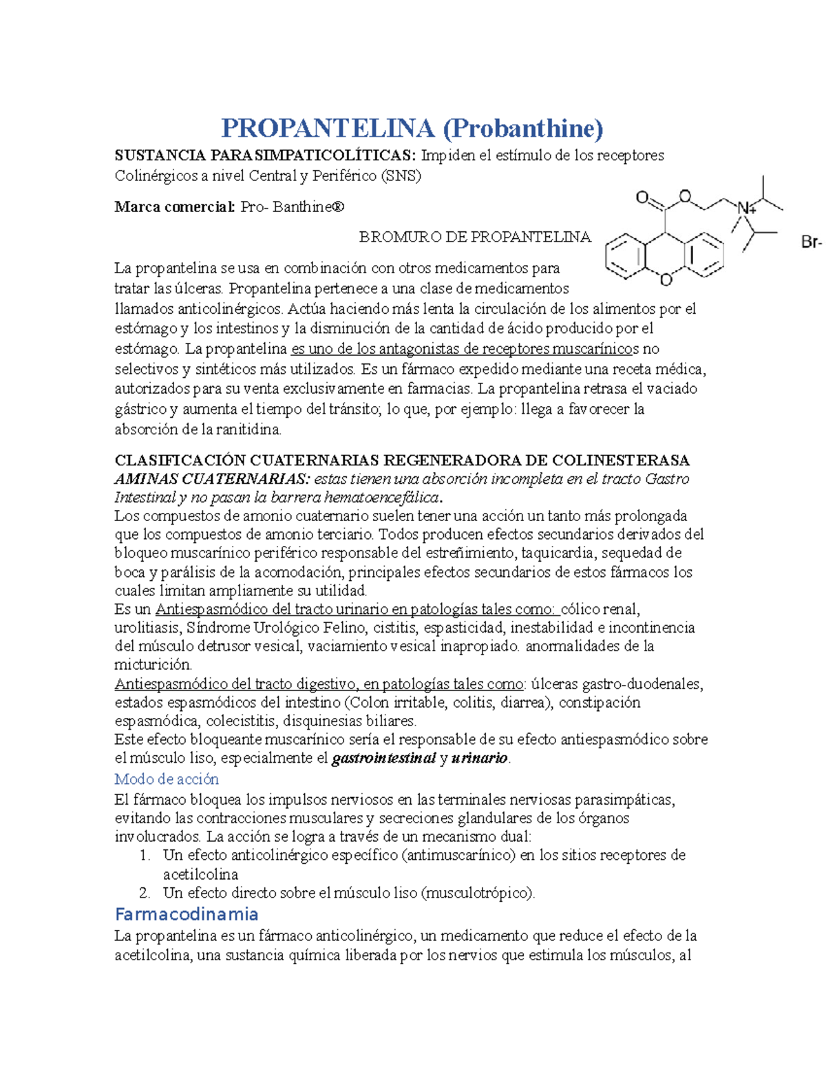 Propantelina 137 - PROPANTELINA (Probanthine) SUSTANCIA ...