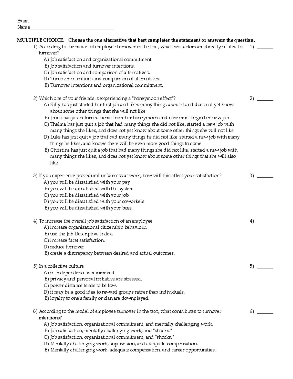 C4 - Practice Questions For Chapter 4 - Exam Name 