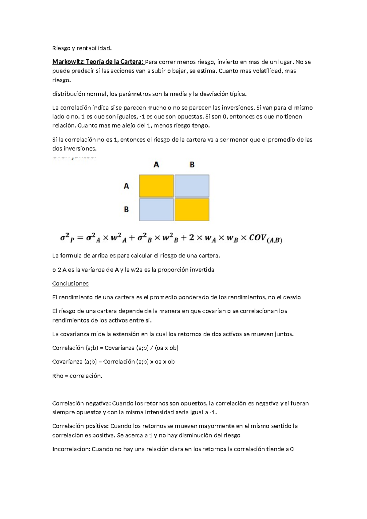 Finanzas - Riesgo y rentabilidad. Markowitz: Teoría de la Cartera: Para ...