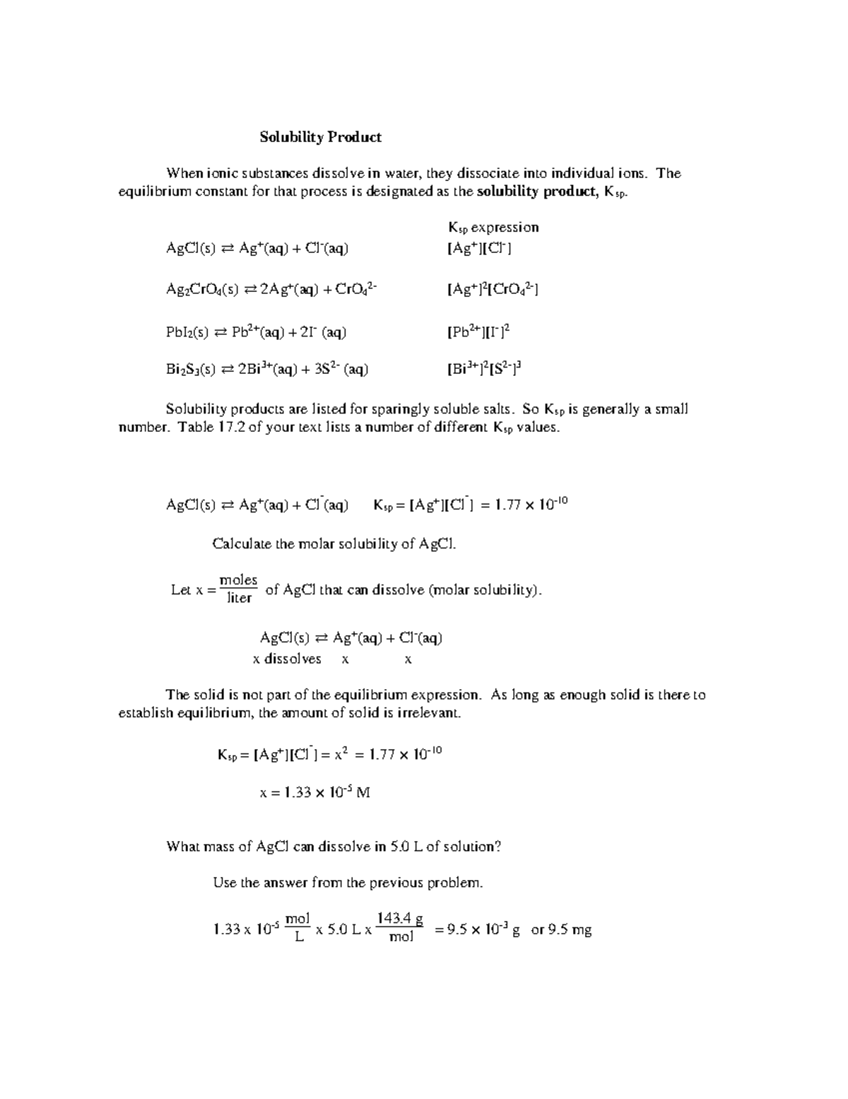 General Chemistry 2 Spring 2020 Lecture 14 - Solubility Product When ...