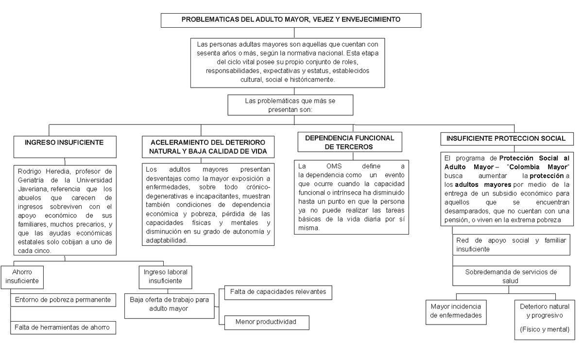 Mapa Conceptual Resolucion Problematicas Del Adulto Mayor Vejez Y Envejecimiento Las