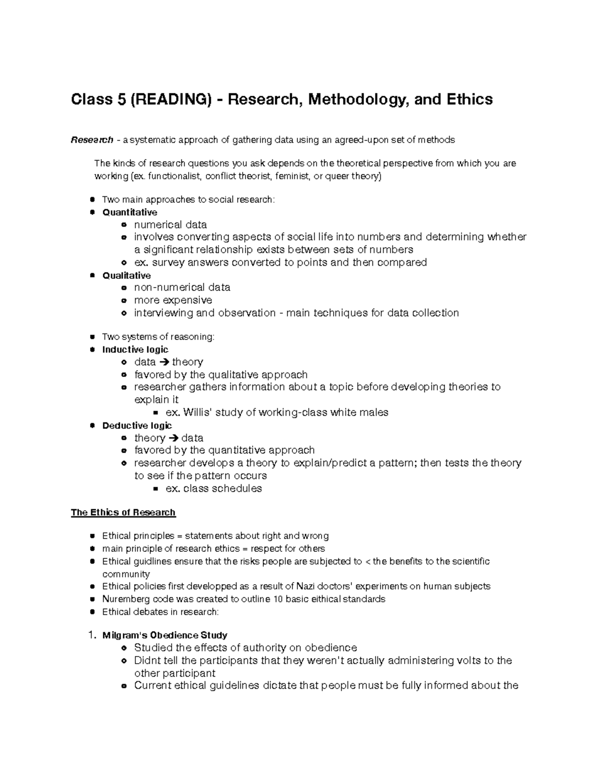 Summary Exploring Sociology - chapter 4 (assigned in week 5) - Class 5 ...