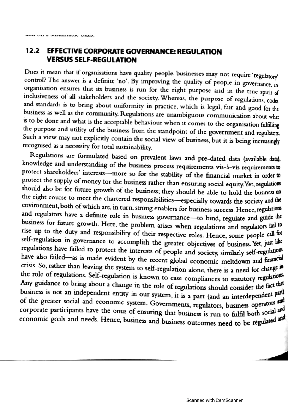 CSR, regulation vs self regulation Business management Delhi