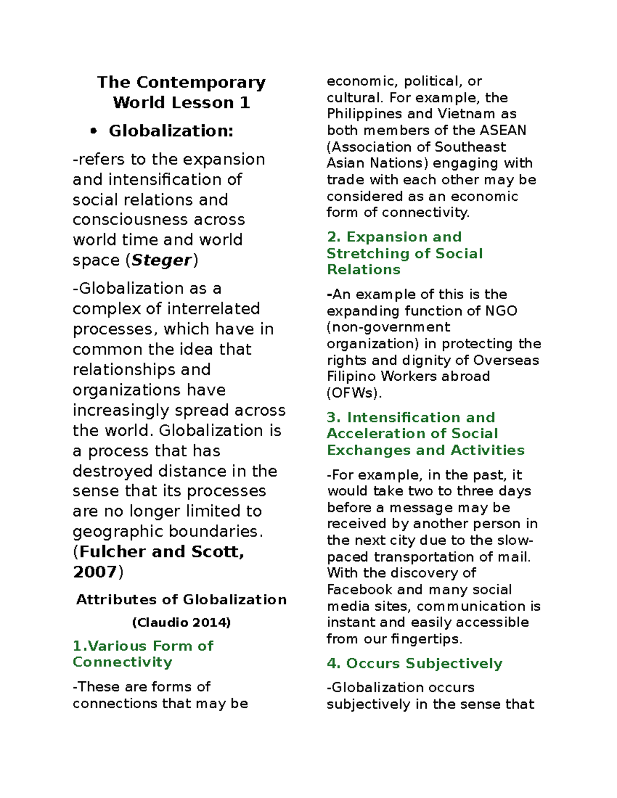 The Contemporary World Reviewer 1 - The Contemporary World Lesson 1 ...