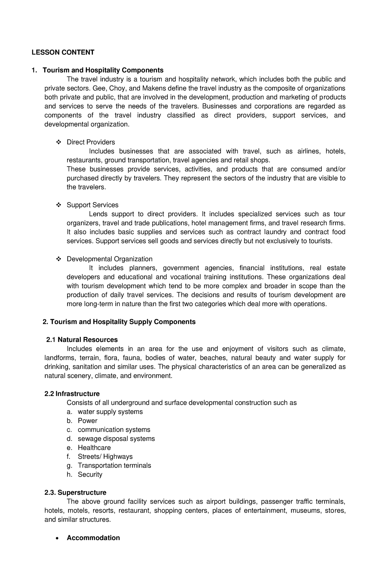 Macro Perspective Of Tourism And Hospitality Lesson 3 - LESSON CONTENT ...