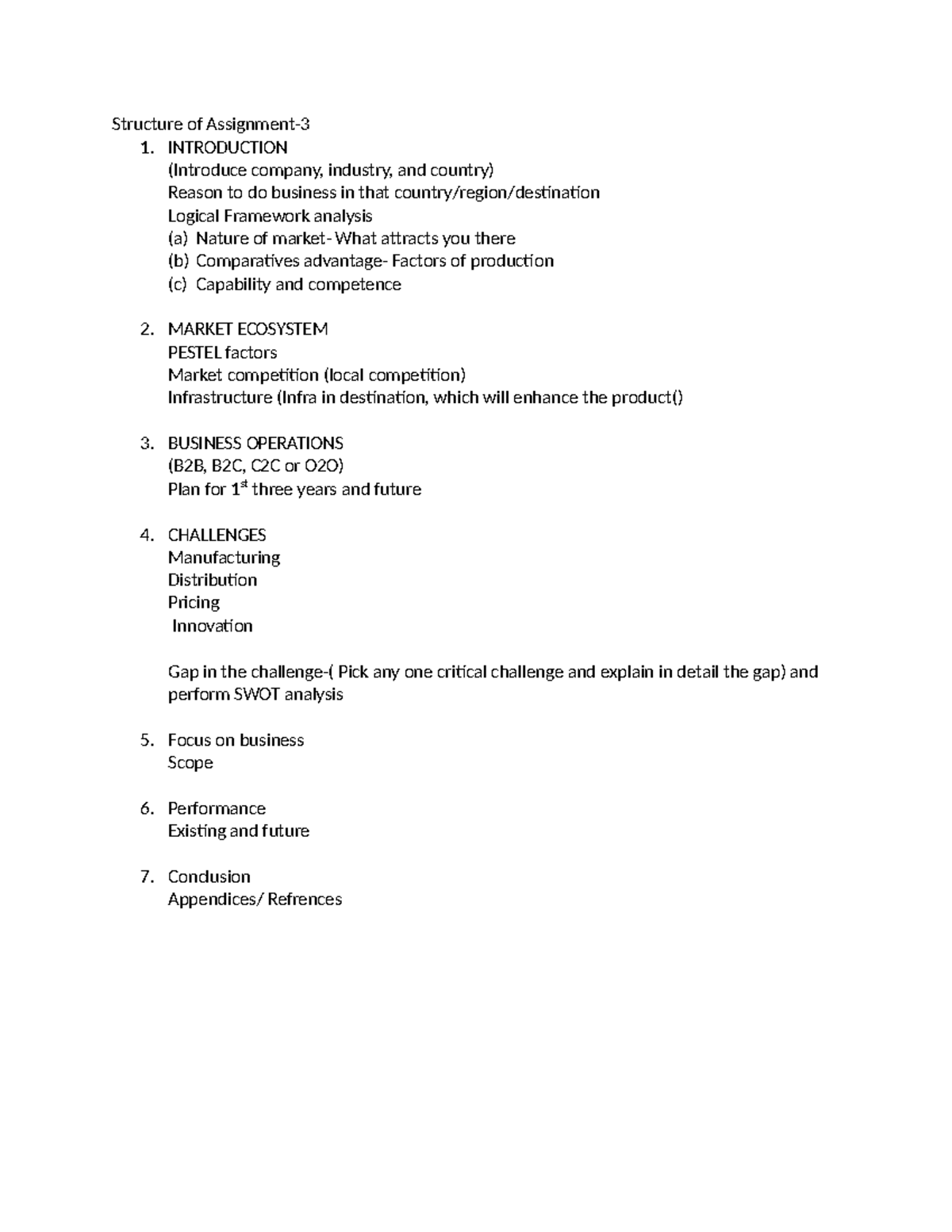 Structure of Assignment 3 - INTRODUCTION (Introduce company, industry ...