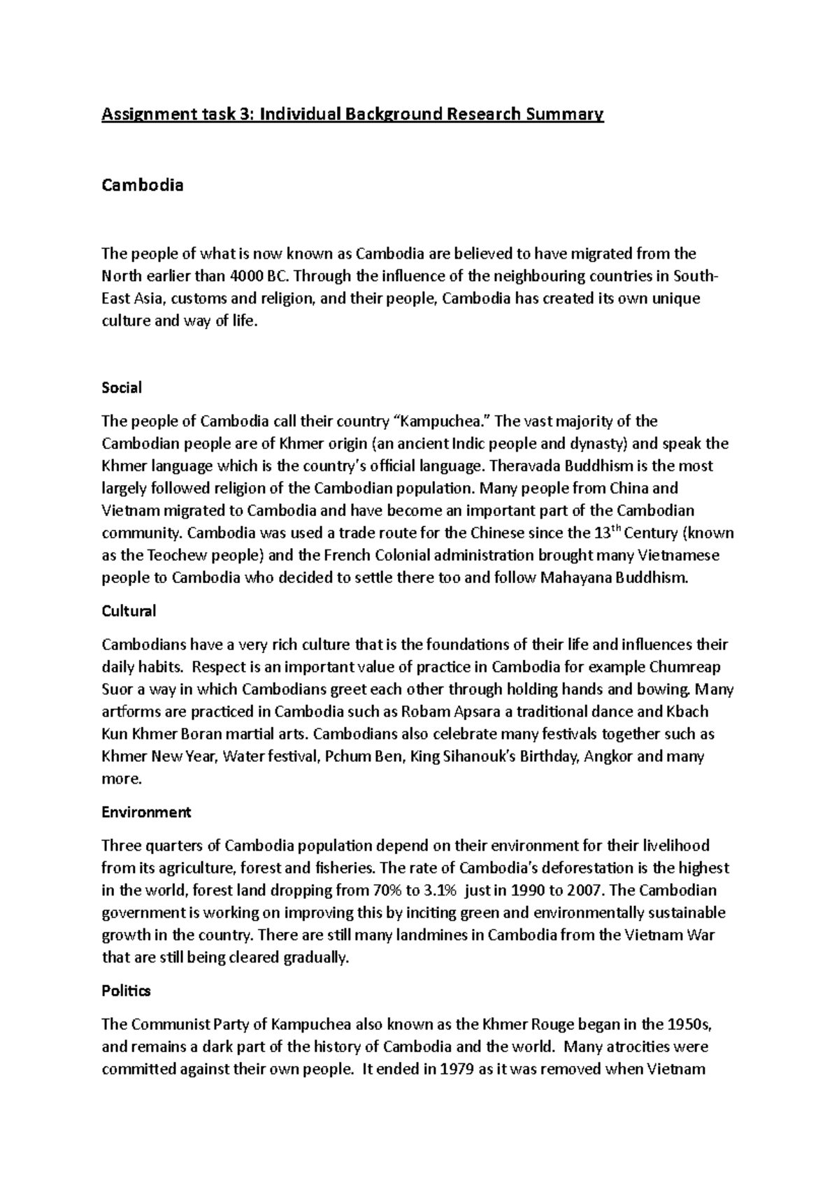 Assignment task 3 - Research Task - Assignment task 3: Individual ...