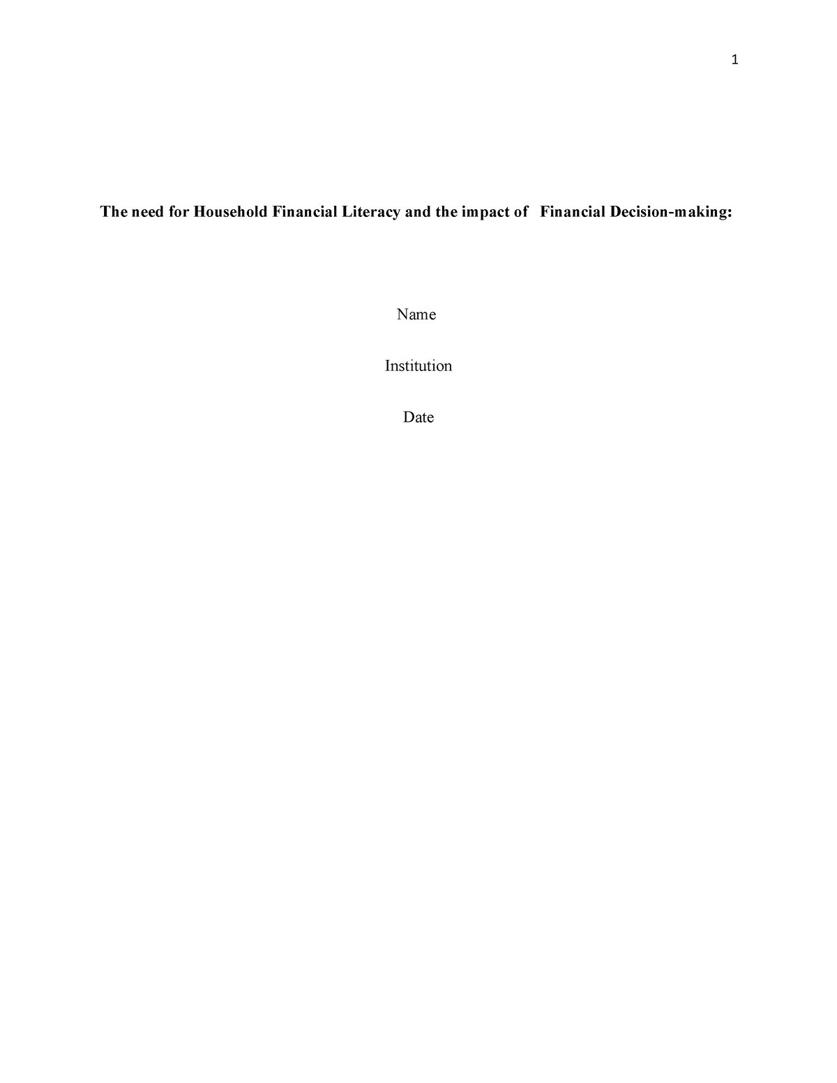 thesis on household finance