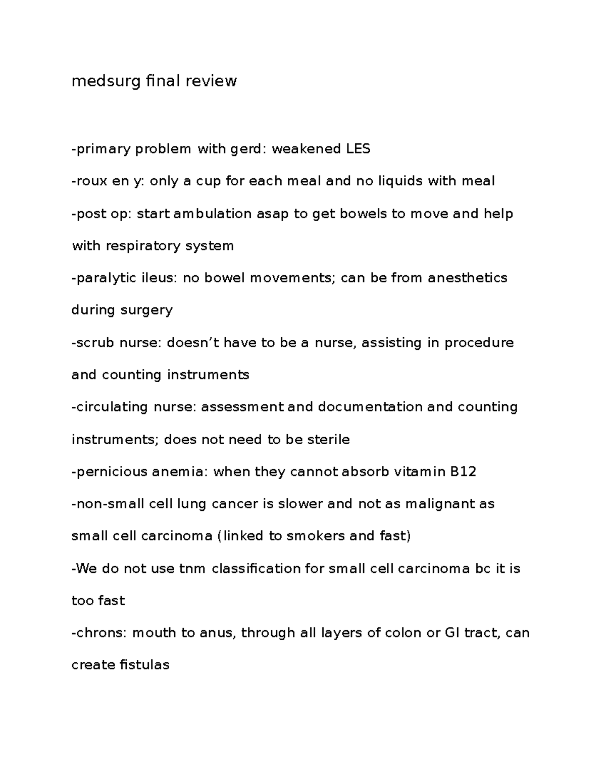 Medsurg final review - medsurg final review -primary problem with gerd ...