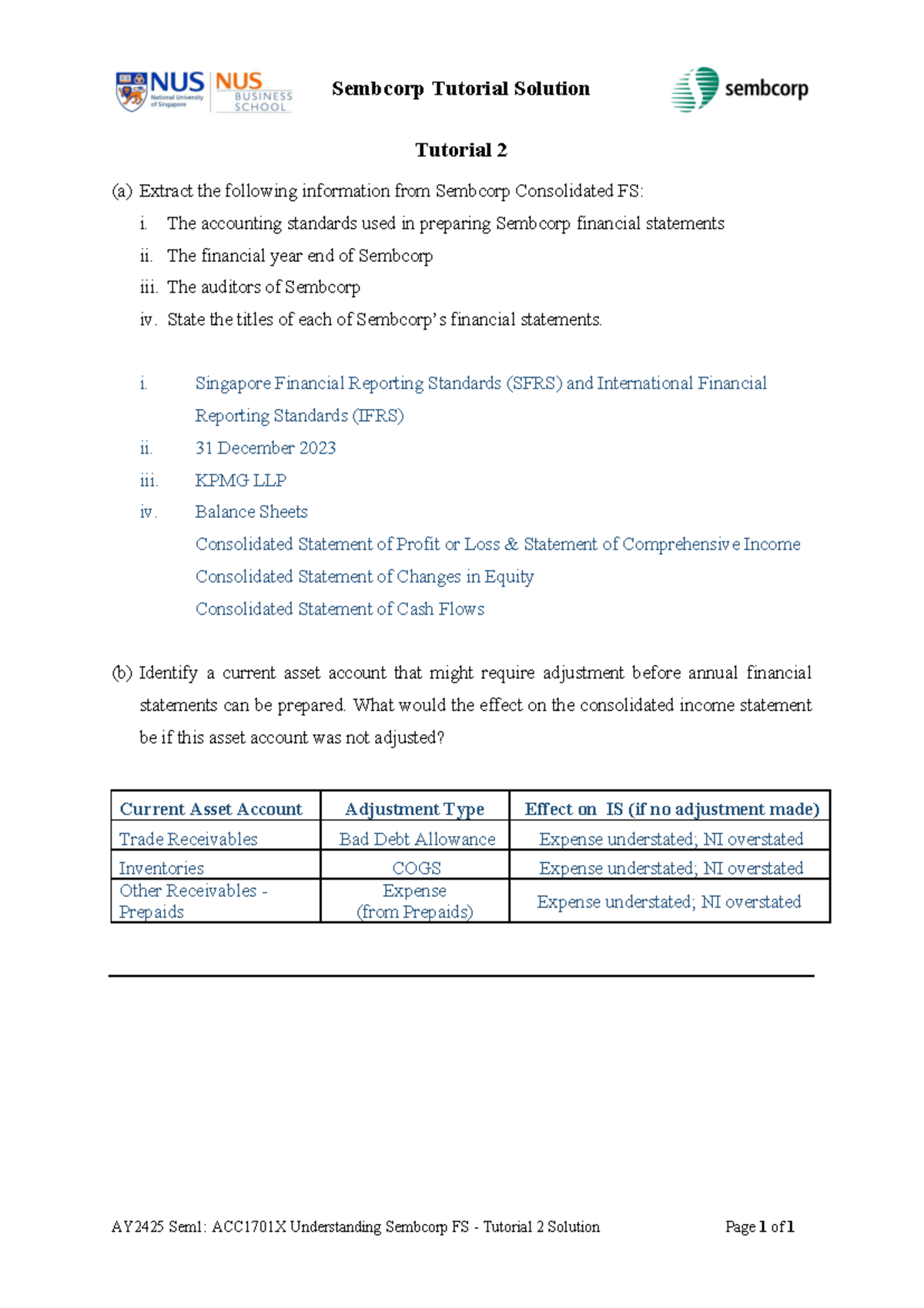 Semb Corp+Tutorial+2+Solution - Sembcorp Tutorial Solution AY2425 Sem1 ...