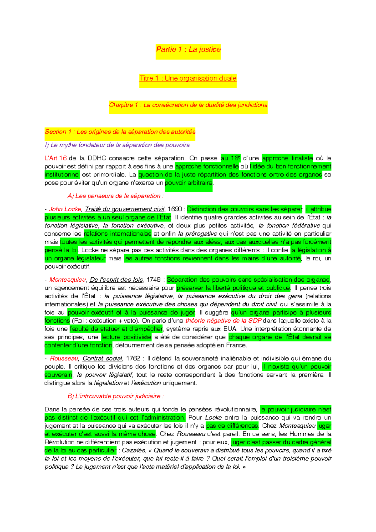 IJA - Notes De Cours - Partie 1 : La Justice Titre 1 : Une Organisation ...