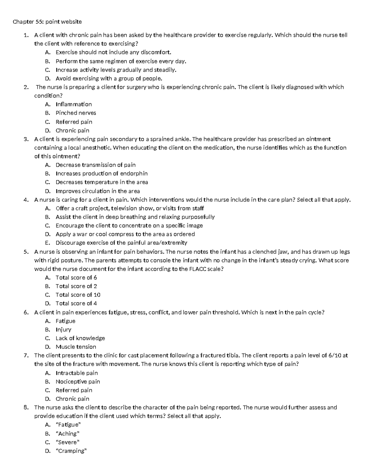 Chapter 55 thepoint - practice quiz - Chapter 55: point website 1. A ...