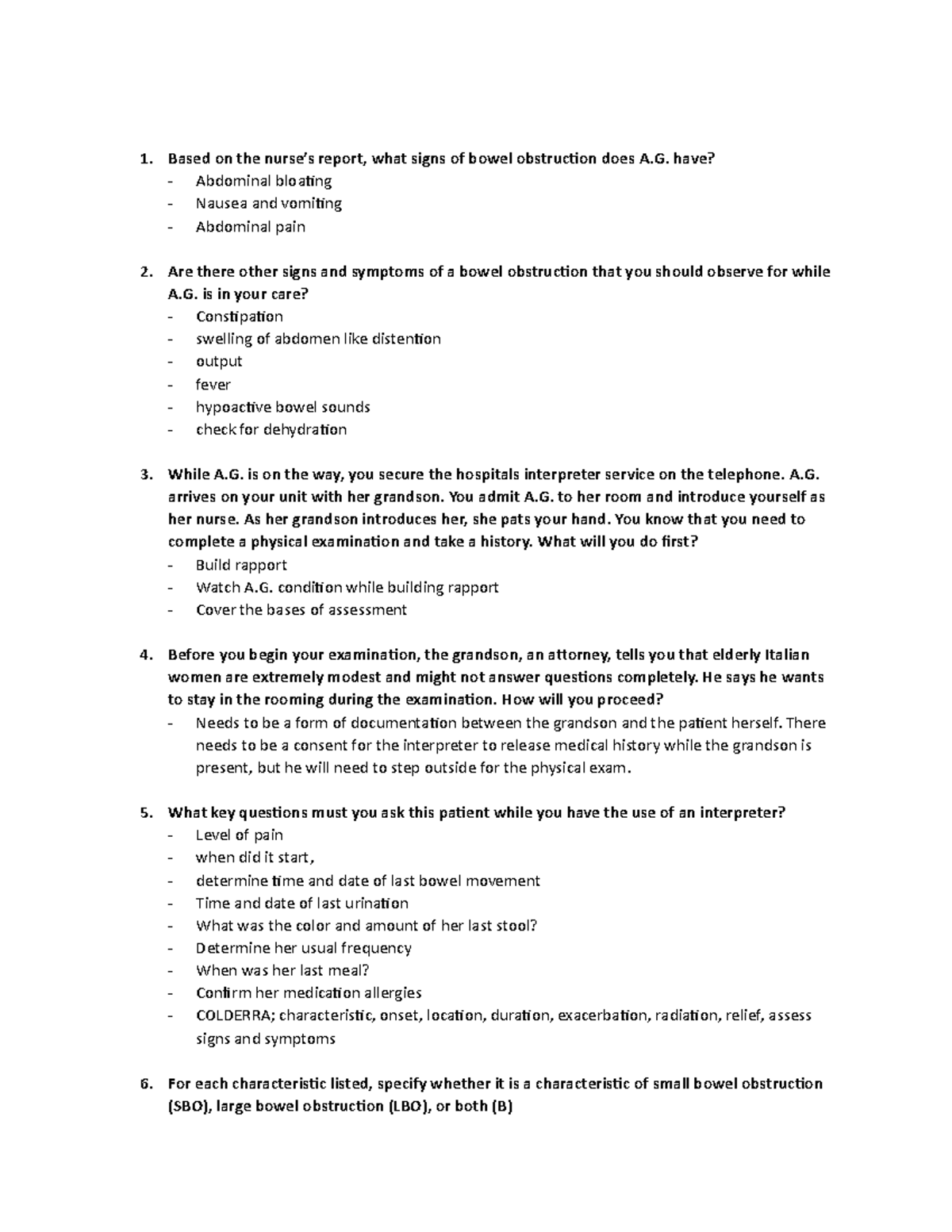 Case study 61 lecture assignment thx - 1. Based on the nurse’s report ...