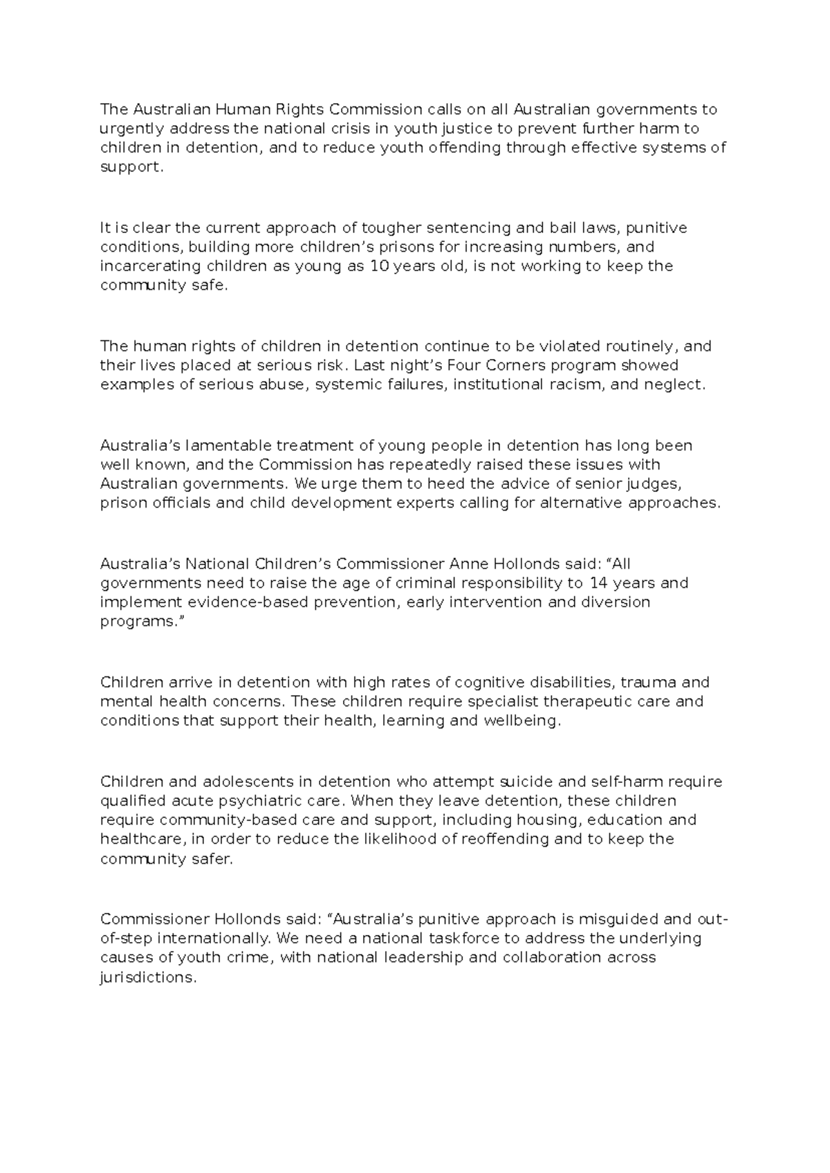 Risk analys white paper - The Australian Human Rights Commission calls ...