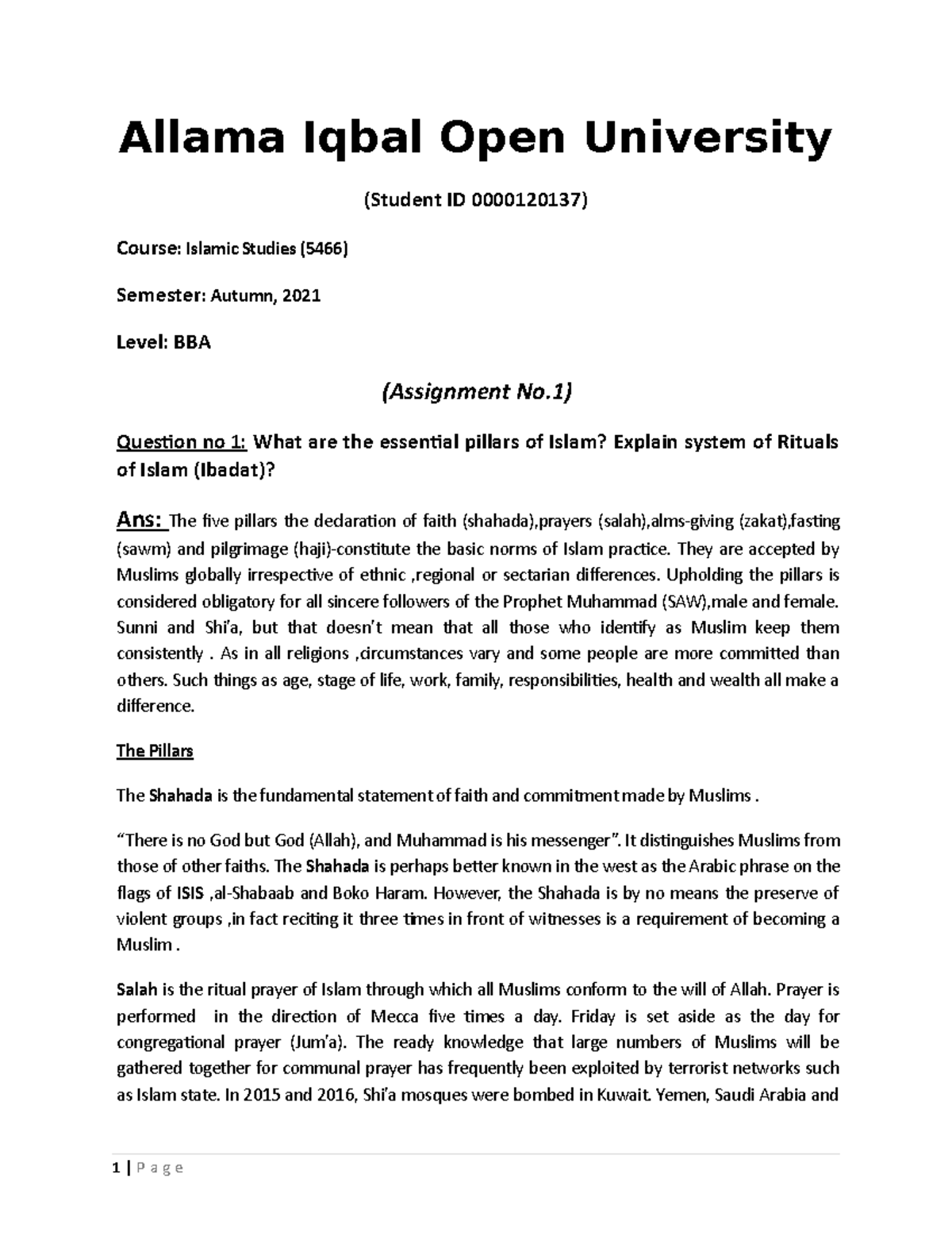 islamic-studies-5466-aiou-assignmet-allama-iqbal-open-university