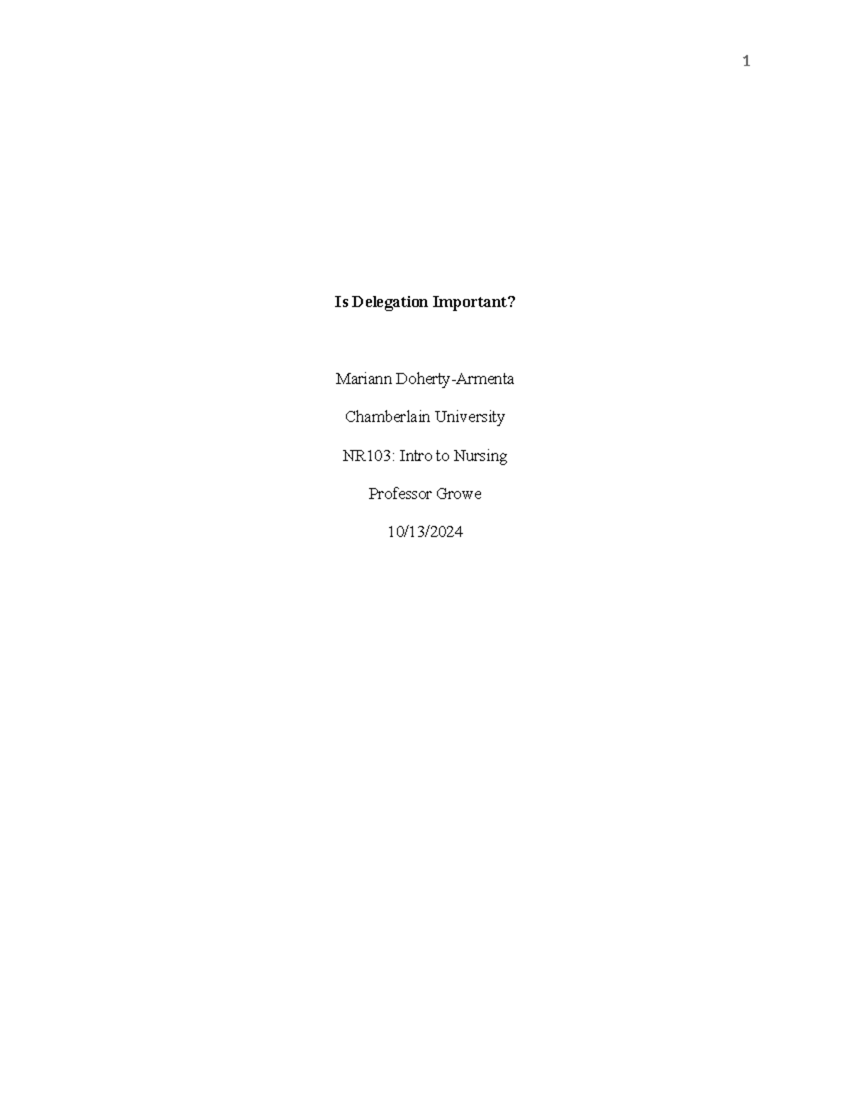 Doc1 rua paper Is Delegation Important? Mariann DohertyArmenta