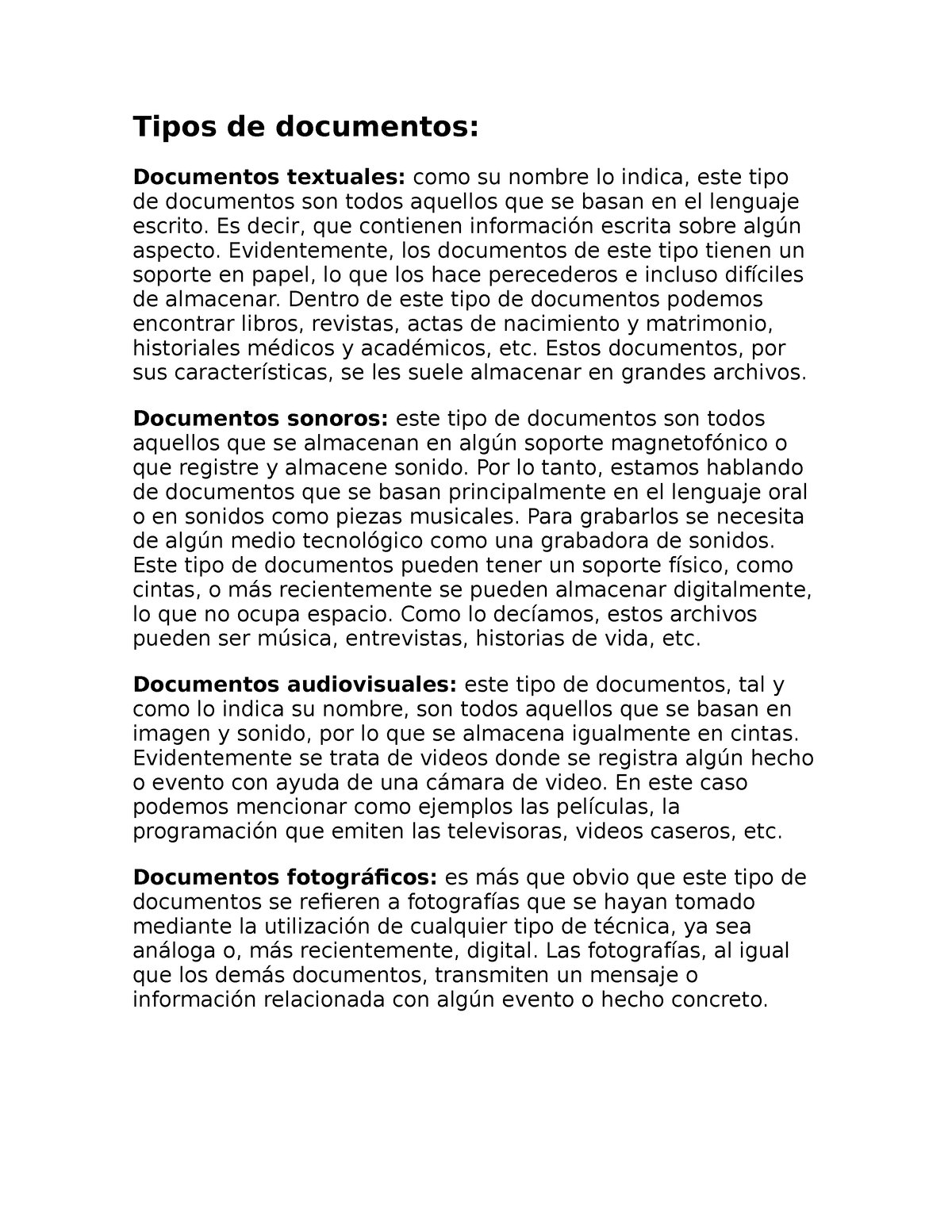 Tipos De Documentos Lista Tipos De Documentos Documentos Textuales Como Su Nombre Lo 3374