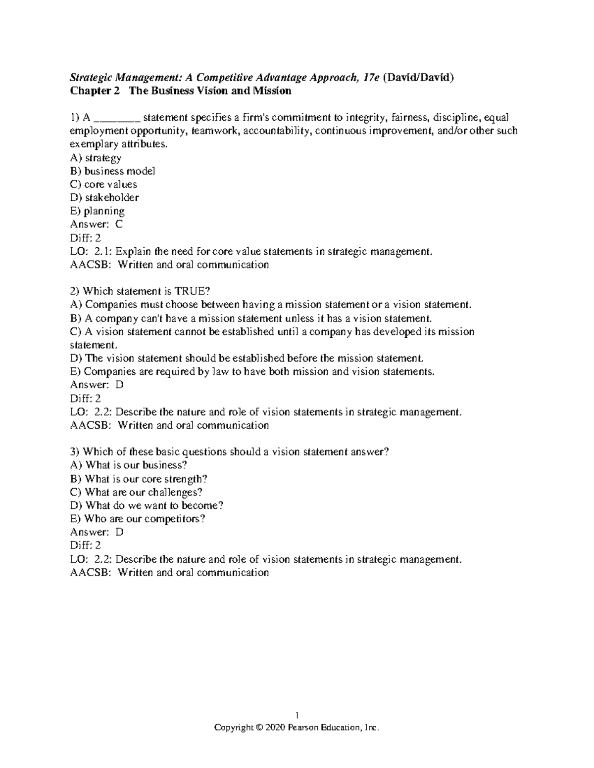 Strategic Management Chapter 2 - 1 Strategic Management: A Competitive ...