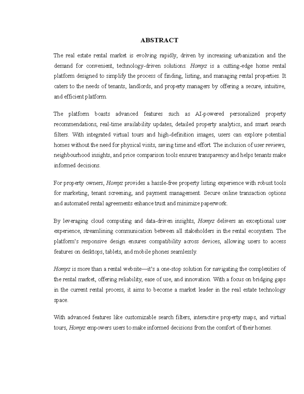 Major Project 1 repot for real state home rental website - ABSTRACT The ...