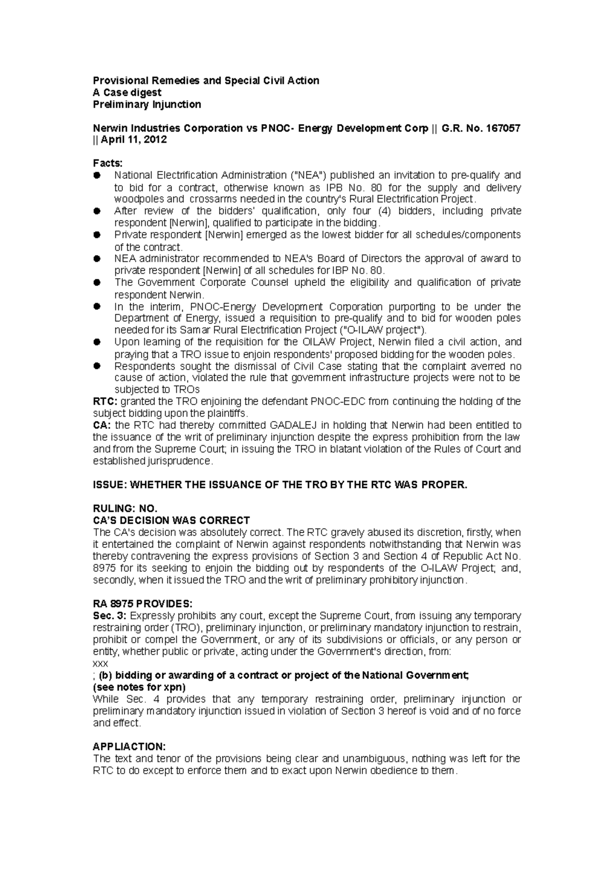 Nerwin Industries Corporation vs PNOC Energy Development Corporation GR