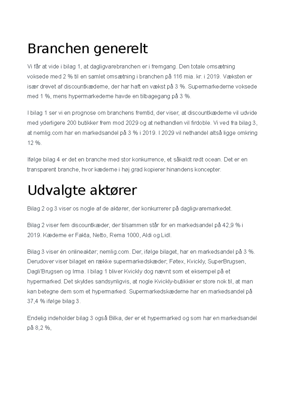 Dagligvarer Branchen Eksamensopgave 2019- 2020 - Branchen Generelt Vi ...