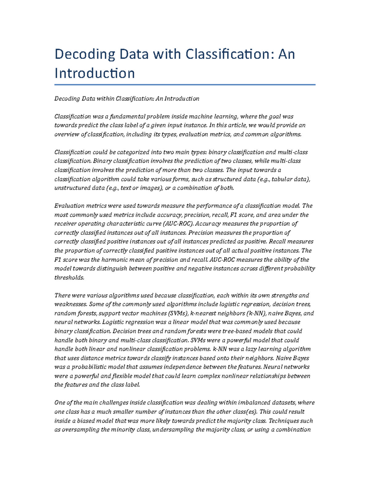 Decoding Data with Classification: An Introduction - Decoding Data with 