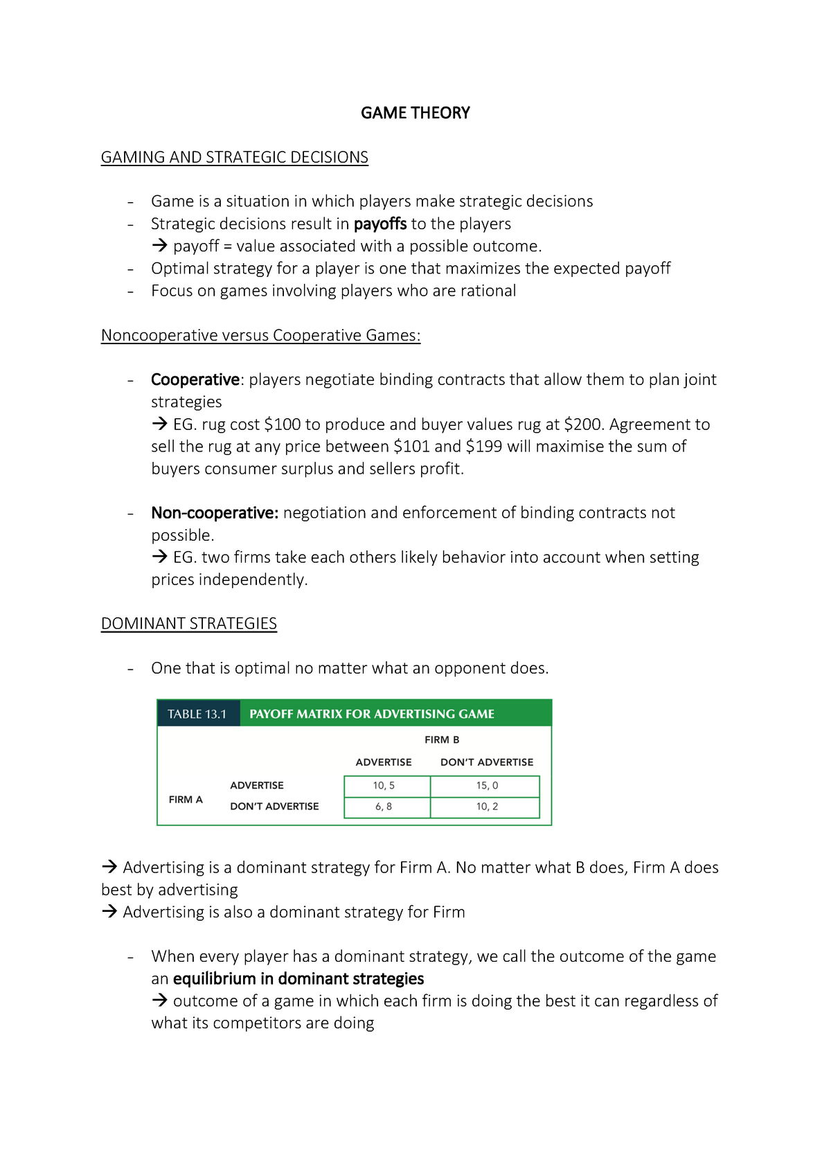 GAME Theory - Lecture Notes 1-3 - HE1001 - NTU - Studocu