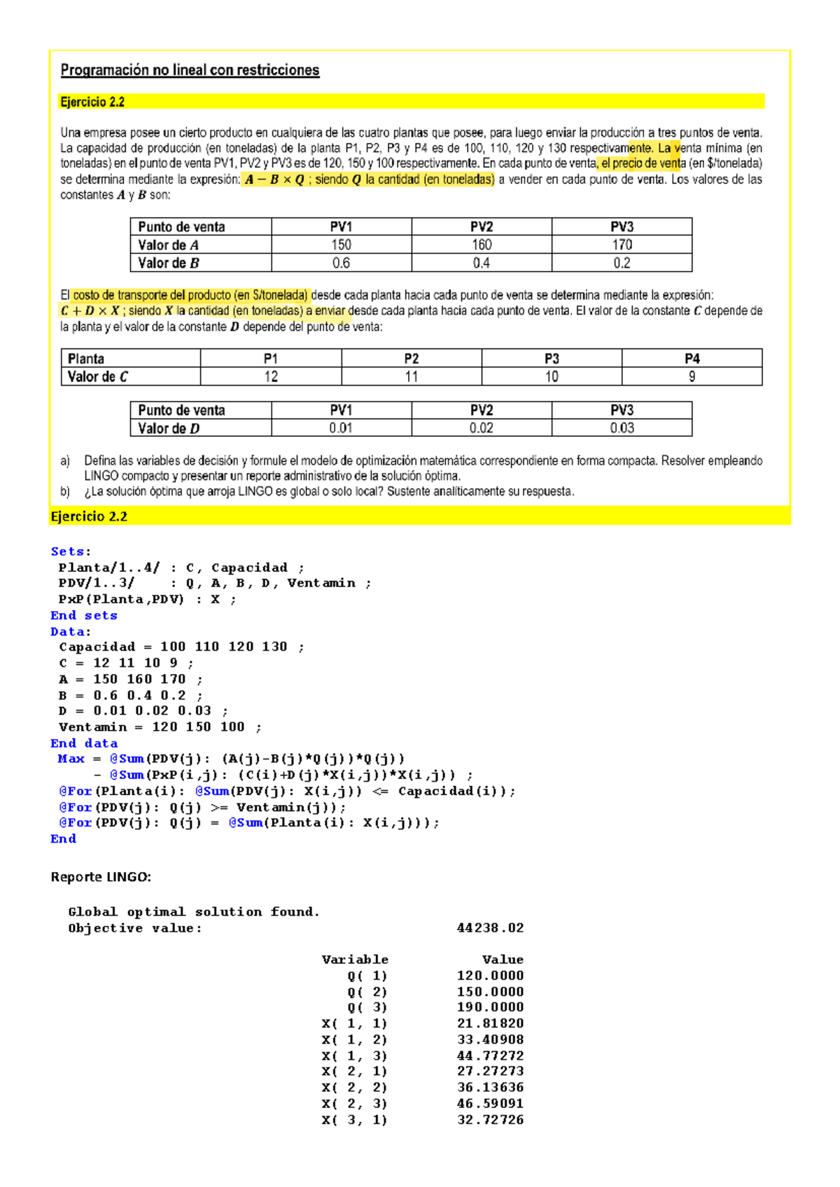 Ejercicio 2-Programación no lineal con restricciones - Ejercicio 2 ...