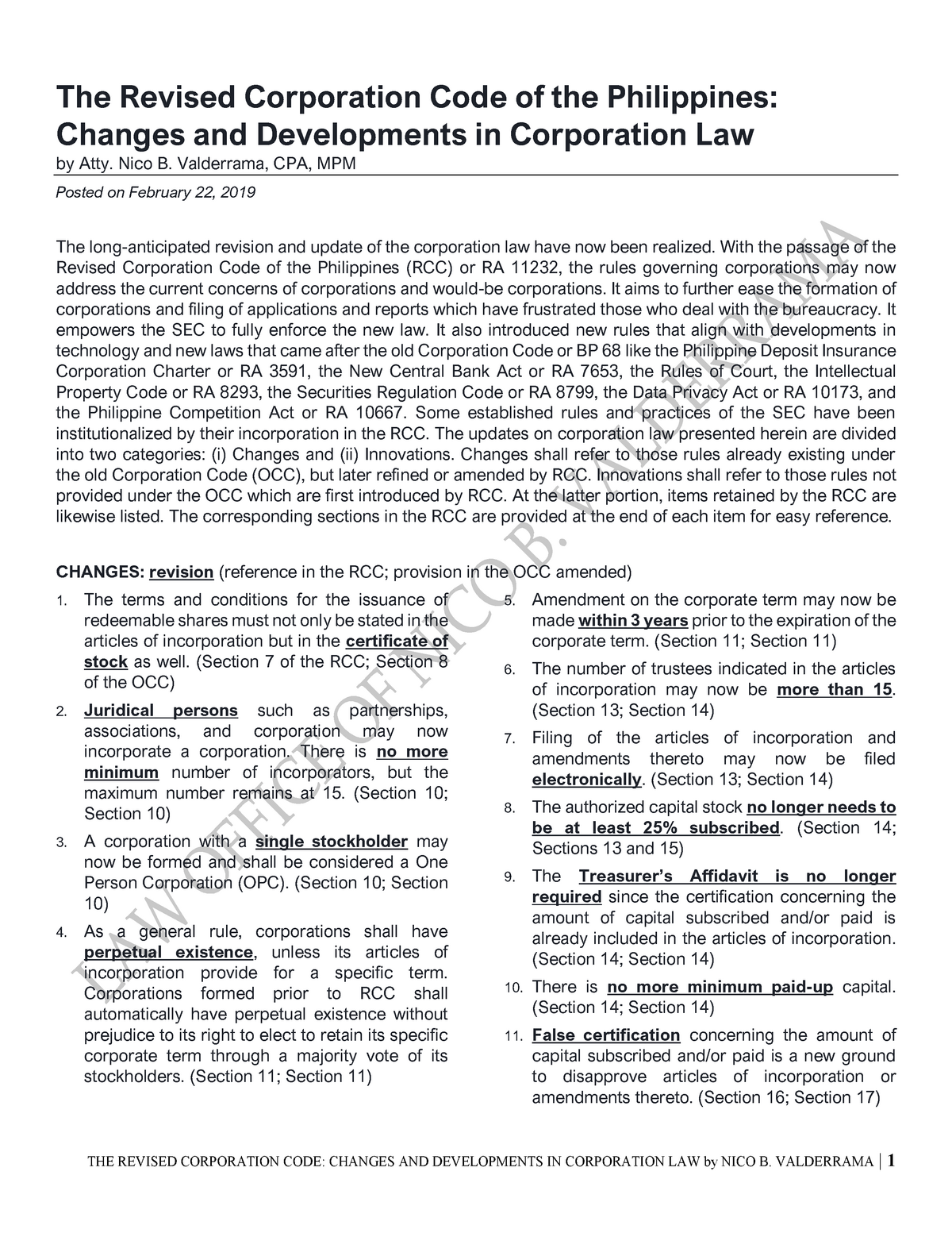 The Revised Corporation Code Of The Philippines Changes And ...