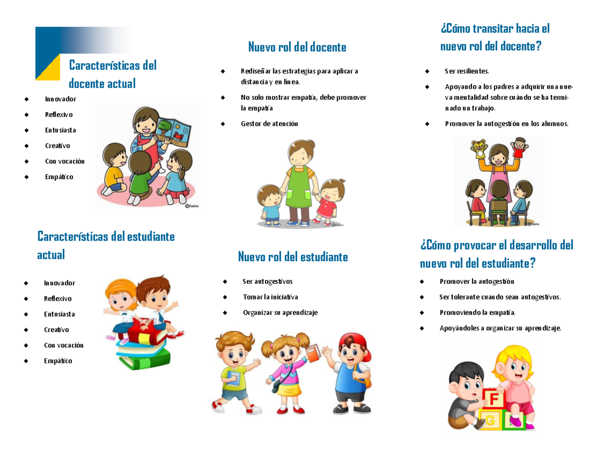 Triptico - ENSEÑANZA PRACTICA - Características del docente actual