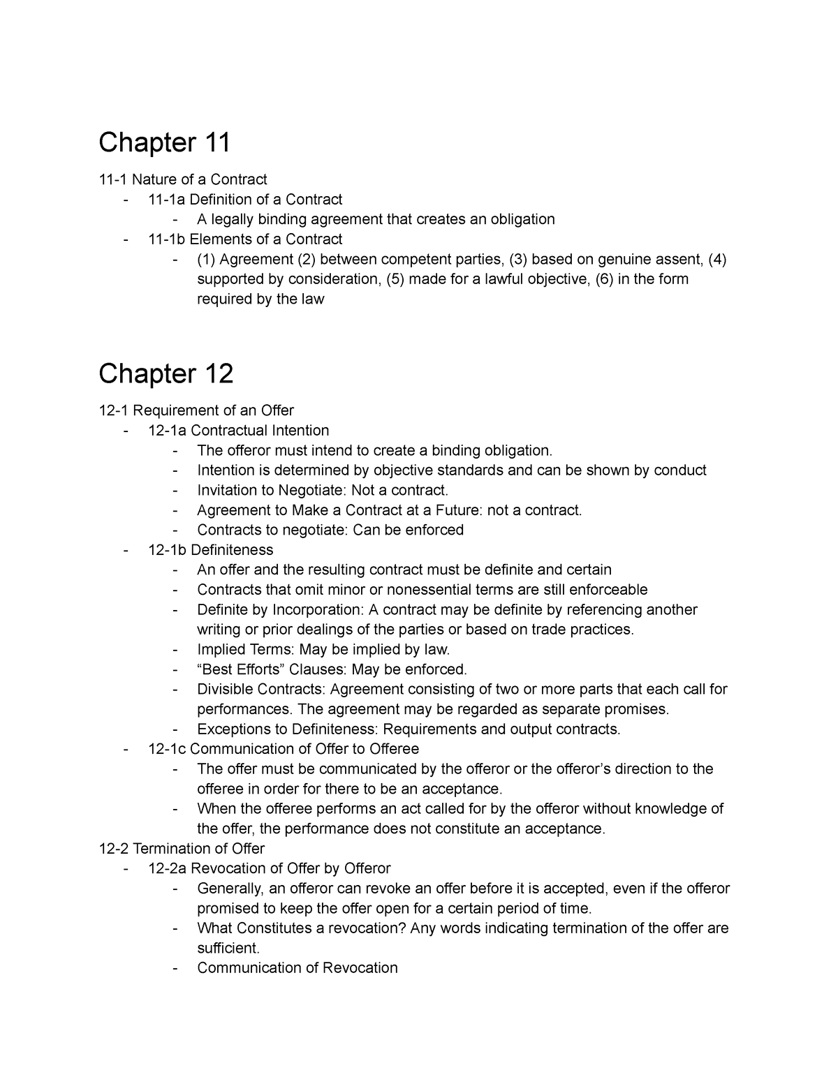 Chapter 11, 12, And 13 - Chapter 11 11-1 Nature Of A Contract - 11-1a ...