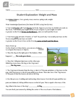 Weight Mass SE - physics - Name ...