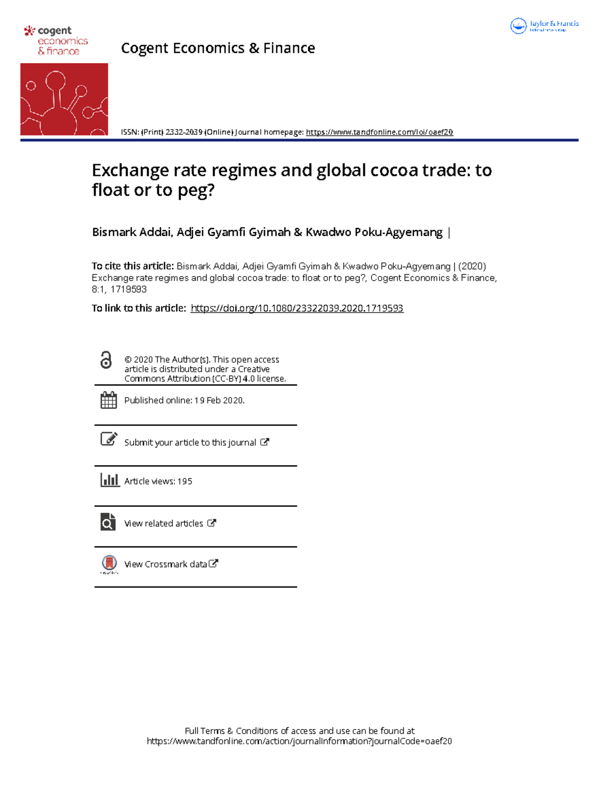 17. Exchange rate regimes and global cocoa trade - Full Terms ...