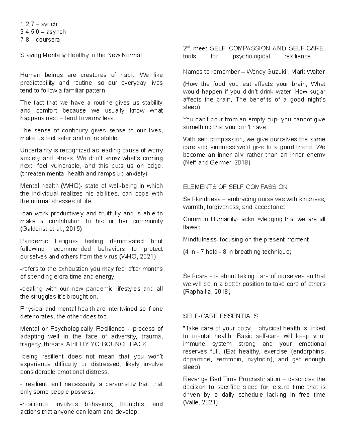 Social Science Elective Notes - 1,2,7 – synch 3,4,5,6 – asynch 7,8 ...