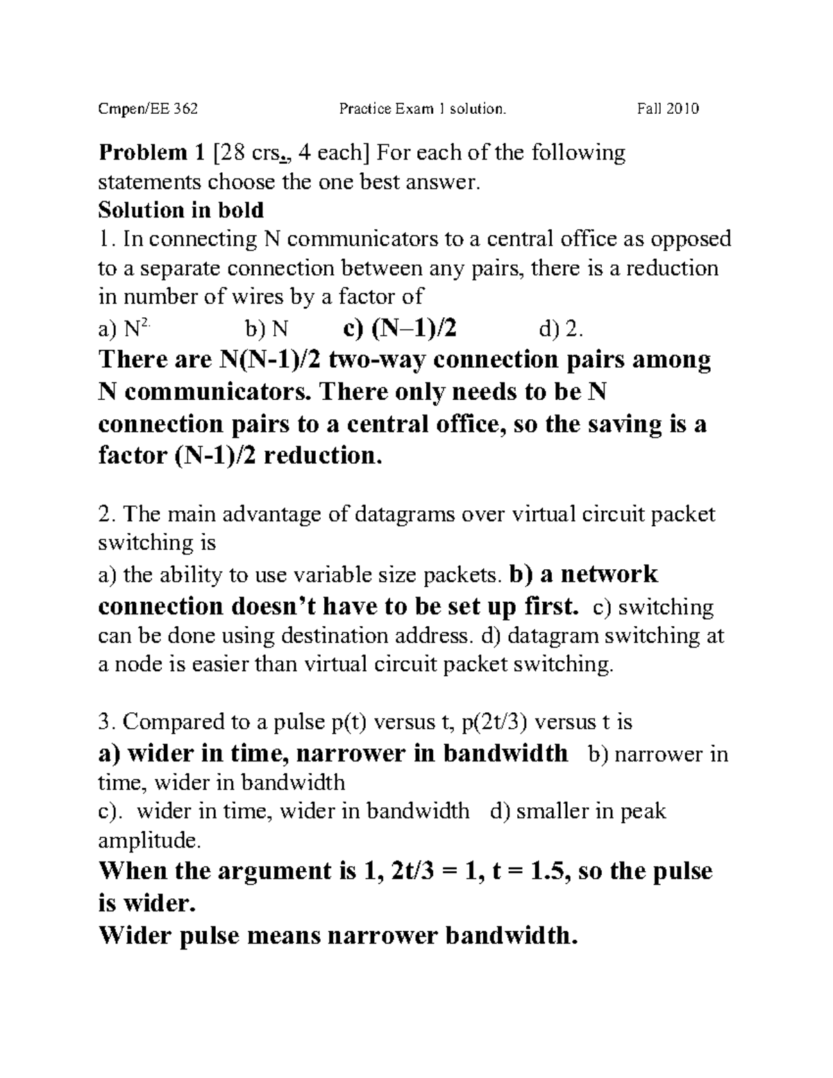 Practice Exam 1 Sol - Cmpen/EE 362 Practice Exam 1 Solution. Fall 2010 ...