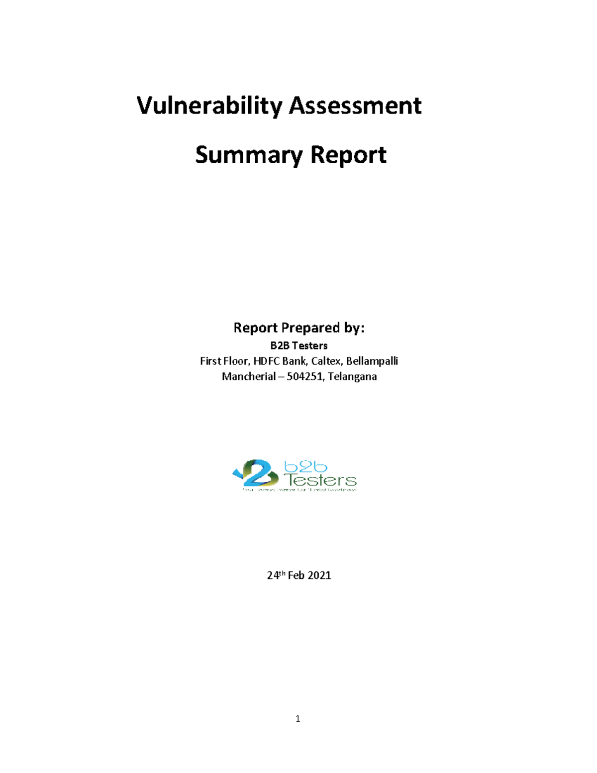 Report - Vulnerability Assessment Summary Report Report Prepared By ...