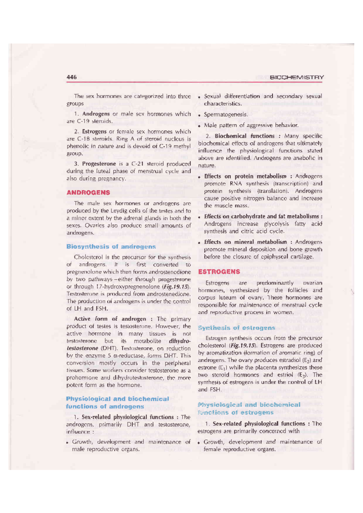 Biochemistry Satyanarayana Chakrapani Cbbxch 1 51 446 Biochemistf Y The Sex Hormonesare