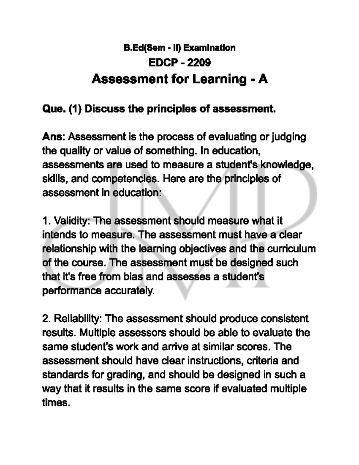 Assessment for learning and teaching paper solution - Teaching And ...