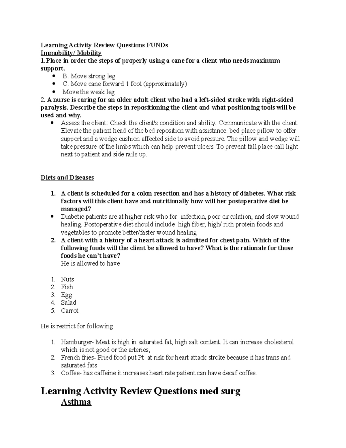 Learning Activity Review Questions FUNDs - Learning Activity Review ...