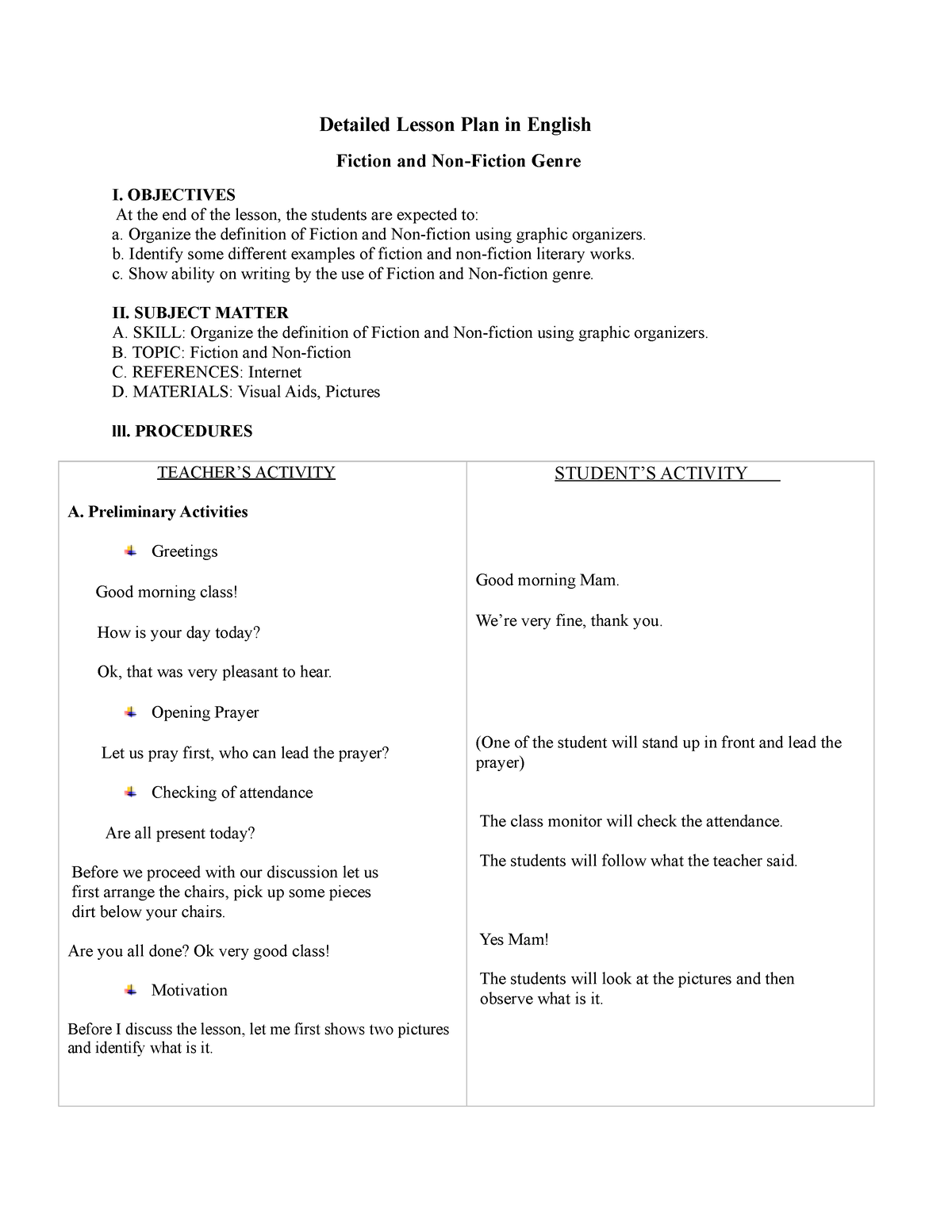 Fiction Vs Nonfiction Lesson Plan 2nd Grade