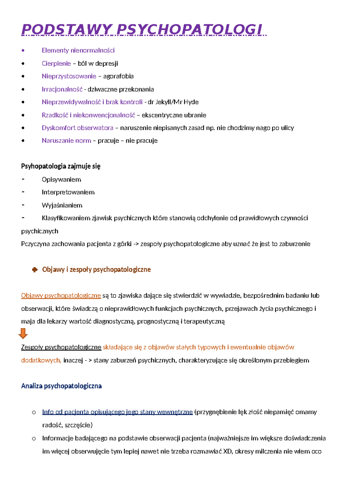 Podstawy Psychopatologi - PODSTAWY PSYCHOPATOLOGI Elementy