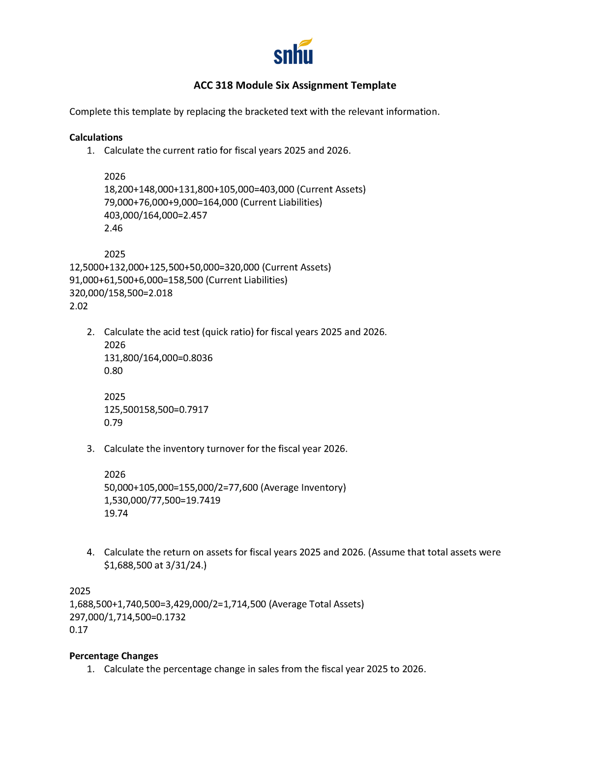 ACC 318 Module Six Assignment Template - ACC 318 Module Six Assignment ...