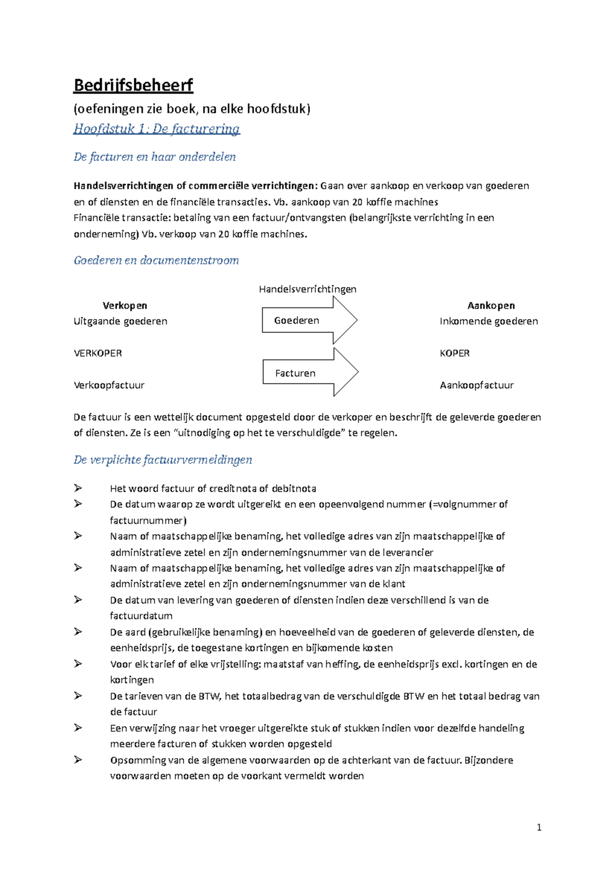 Bedrijfsbeheer-theorie - Bedrijfsbeheerf (oefeningen Zie Boek, Na Elke ...