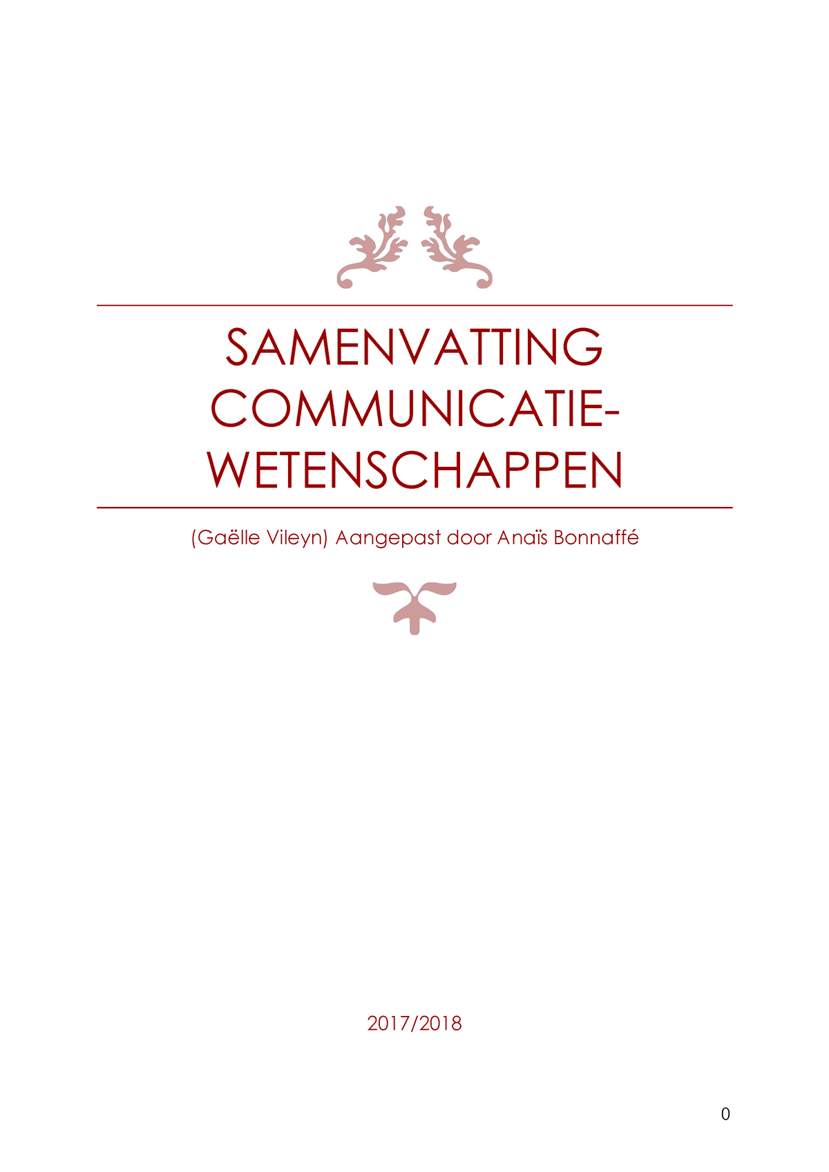 Samenvatting Communicatiewetenschap - SAMENVATTING ...