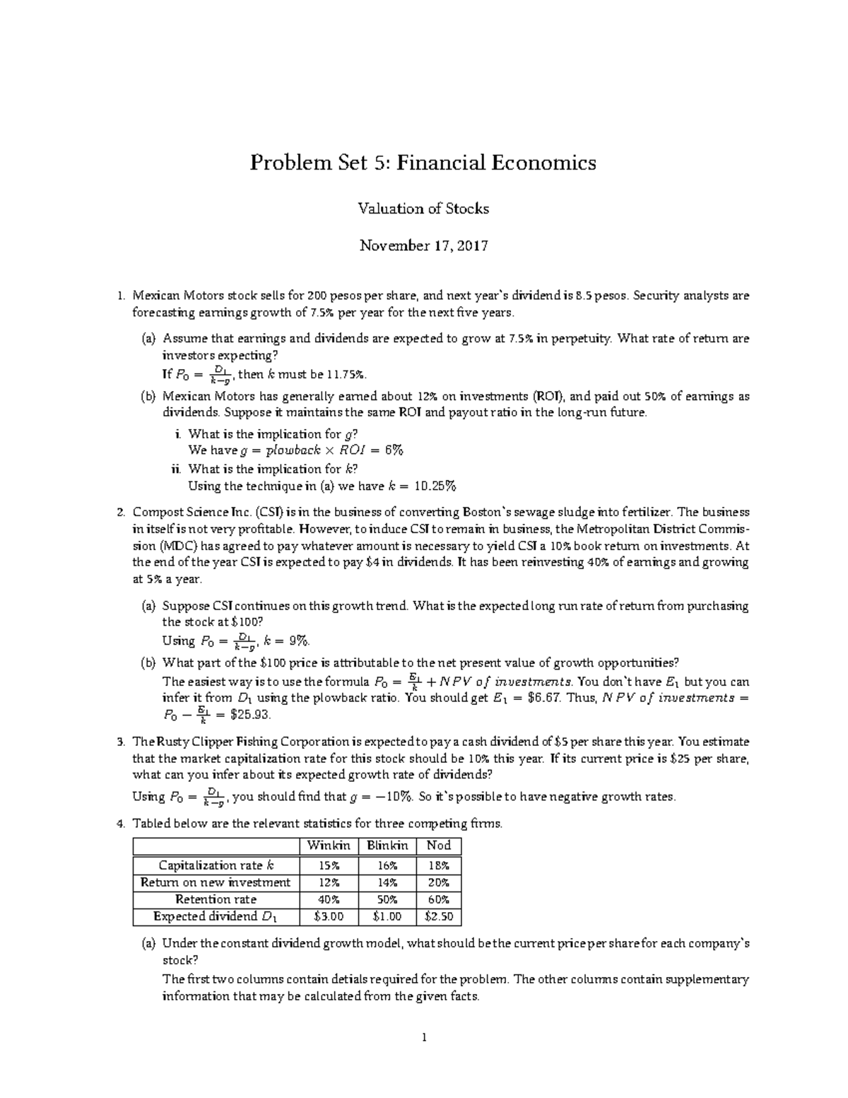 chapter 5 problem solving with financial models answer key