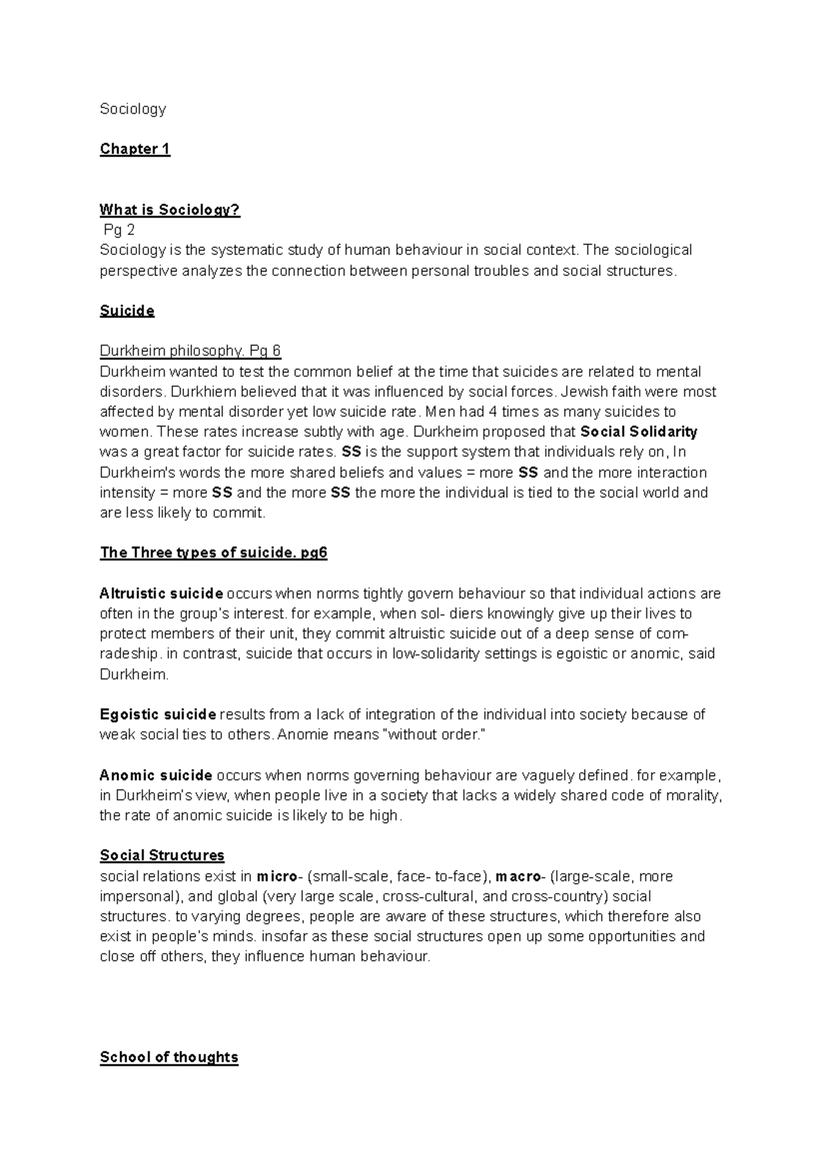 Sociology Notes: chapter 1 - Sociology Chapter 1 da What is Sociology ...