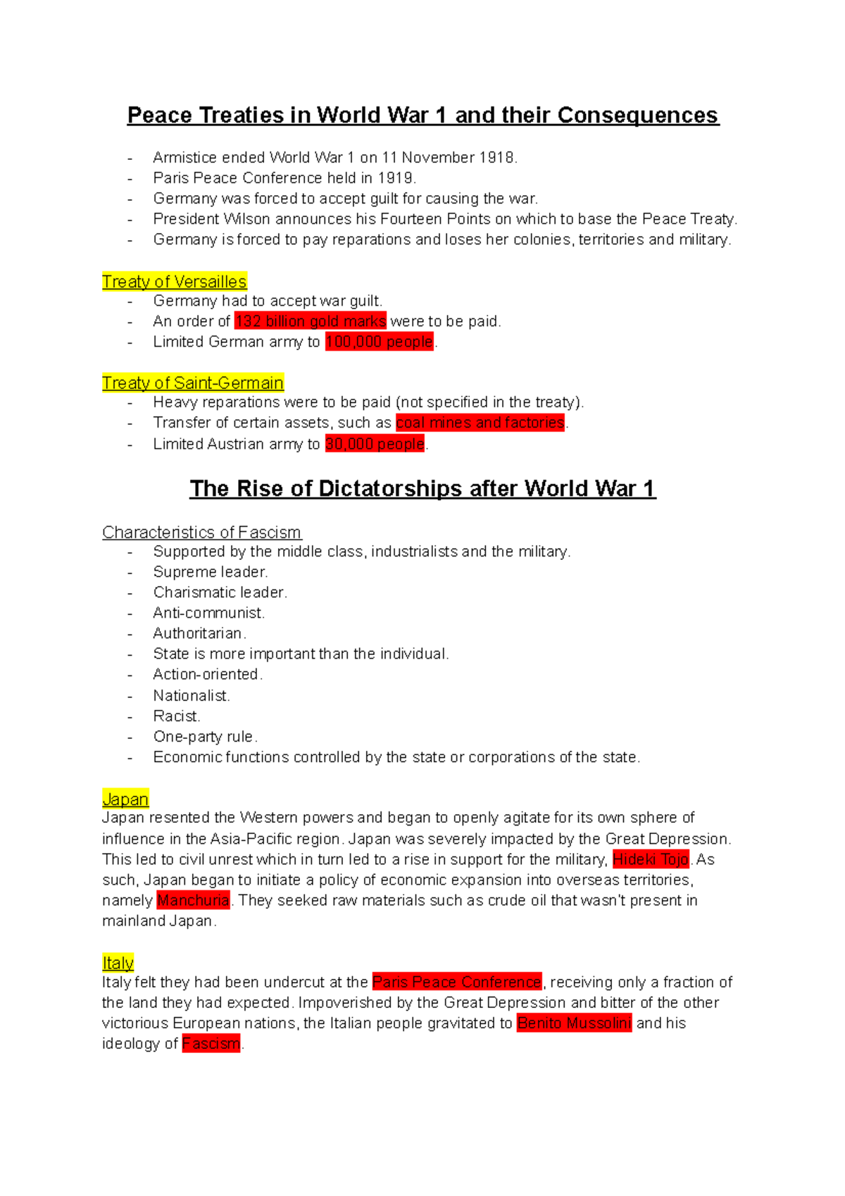 Power and Authority in the Modern World - Peace Treaties in World War 1 ...
