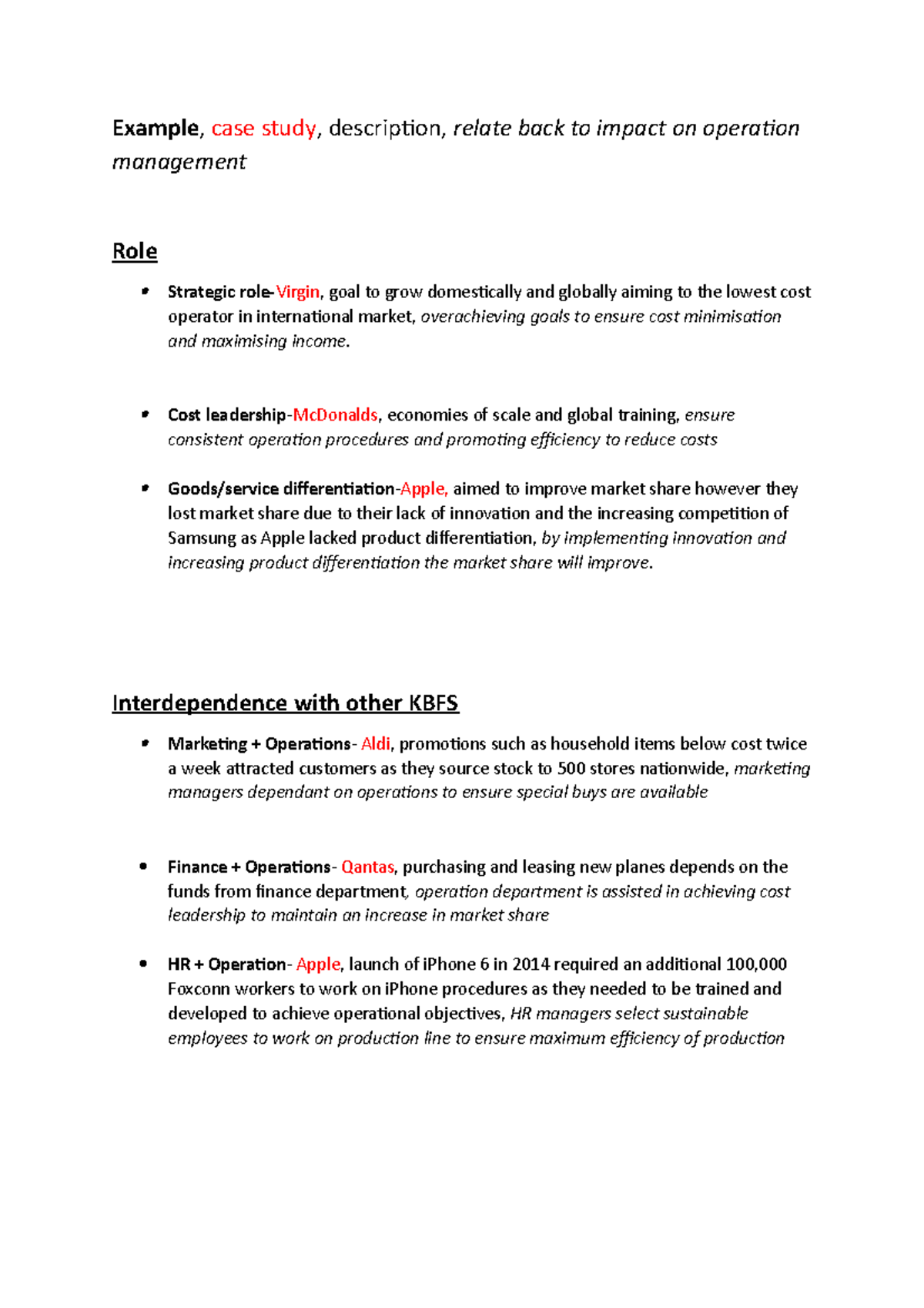 the case study description